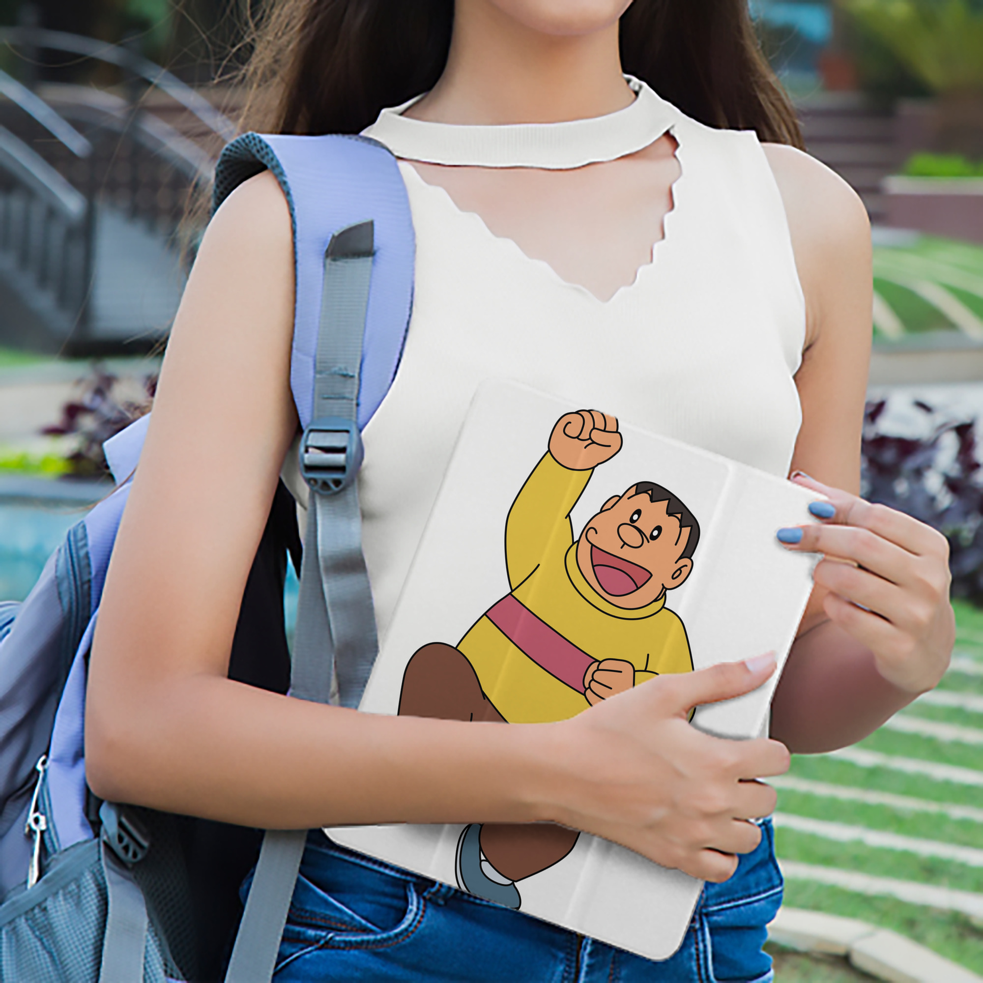ドラえもん 剛田武 Doraemon Gouta Takeshi IPad ケース ペン収納付き 三つ折りスタンド PUレザー×シリコン 対応機種9.5/10.5/10.9インチ