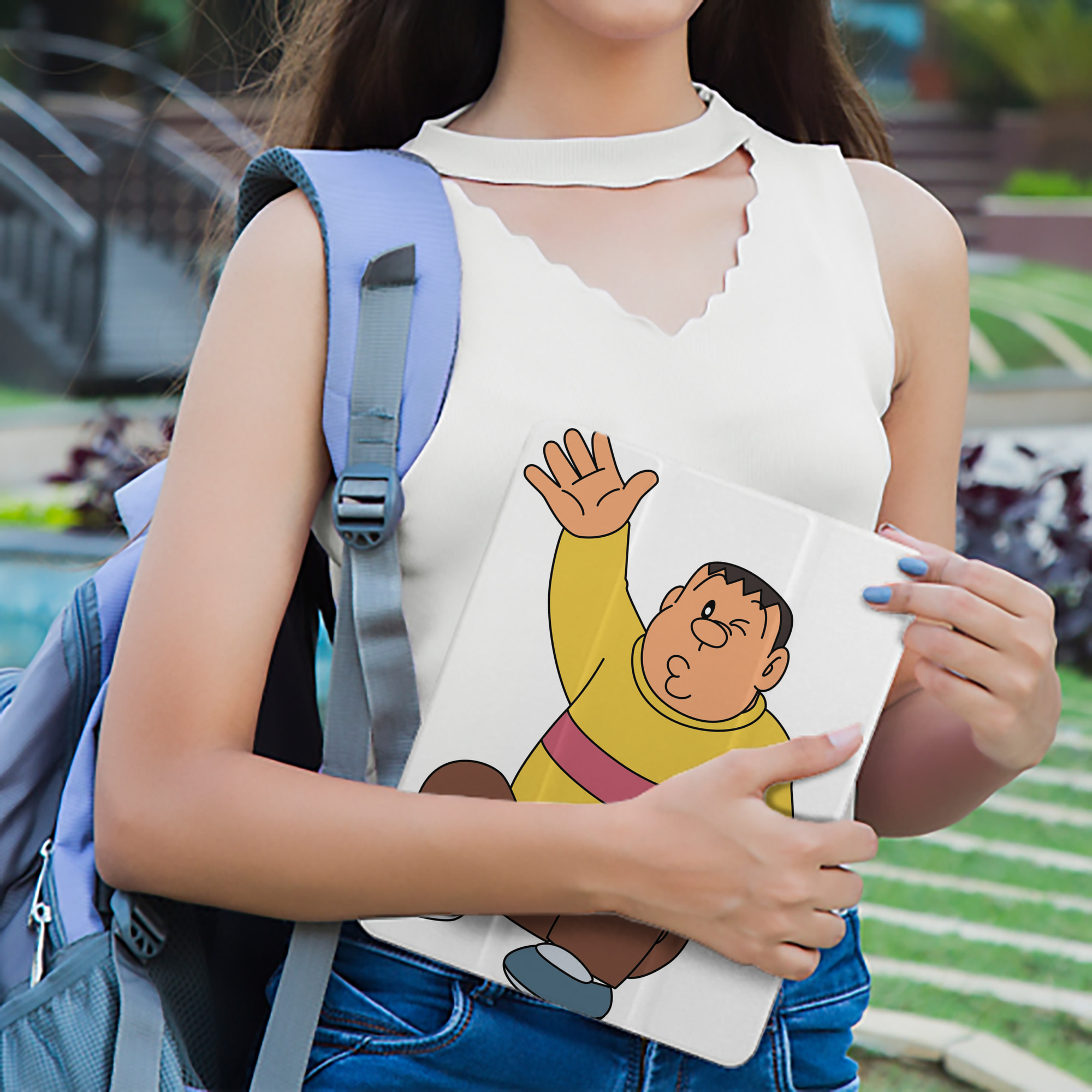 ドラえもん 剛田武 Doraemon Gouta Takeshi IPad ケース ペン収納付き 三つ折りスタンド PUレザー×シリコン 対応機種9.5/10.5/10.9インチ