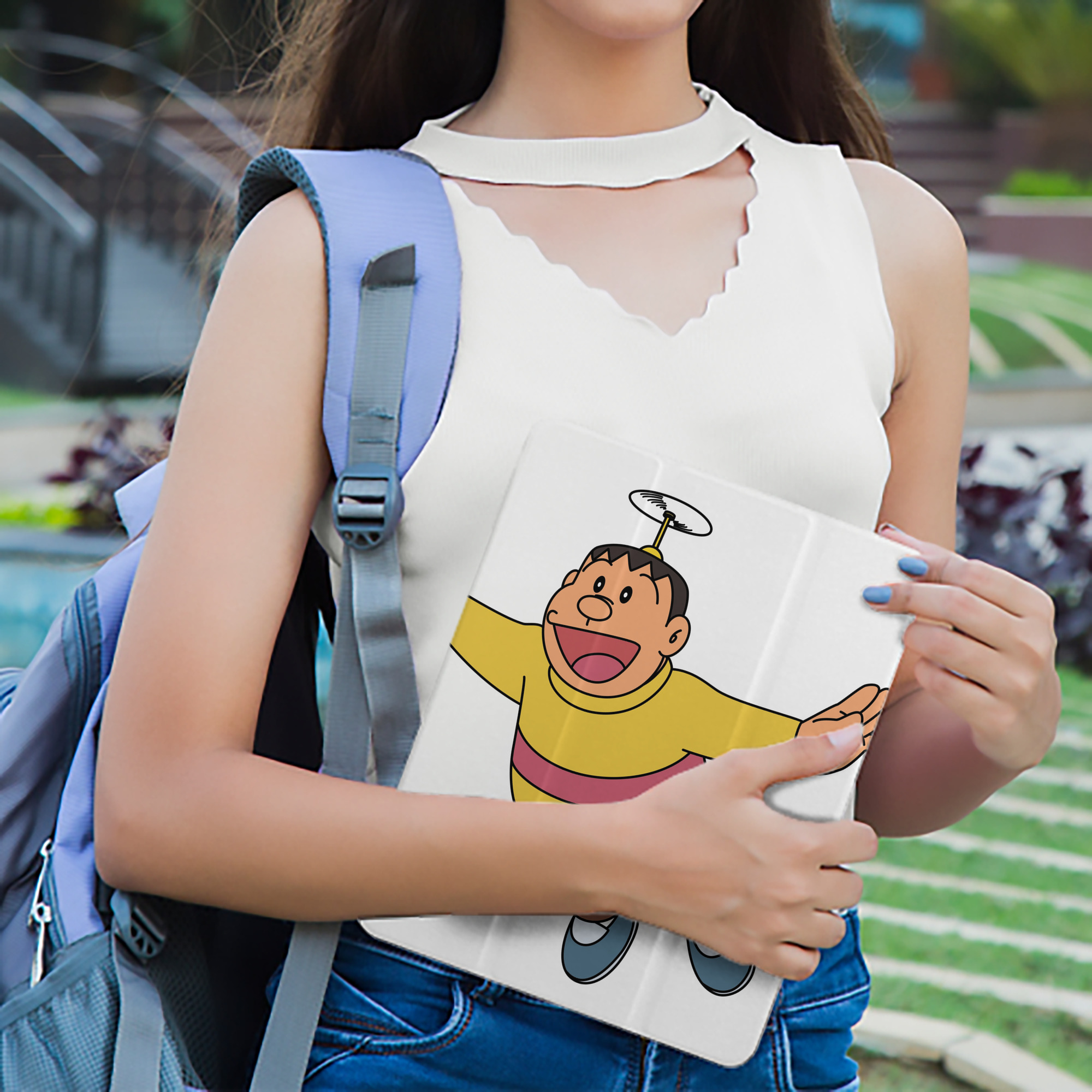 ドラえもん 剛田武 Doraemon Gouta Takeshi IPad ケース ペン収納付き 三つ折りスタンド PUレザー×シリコン 対応機種9.5/10.5/10.9インチ
