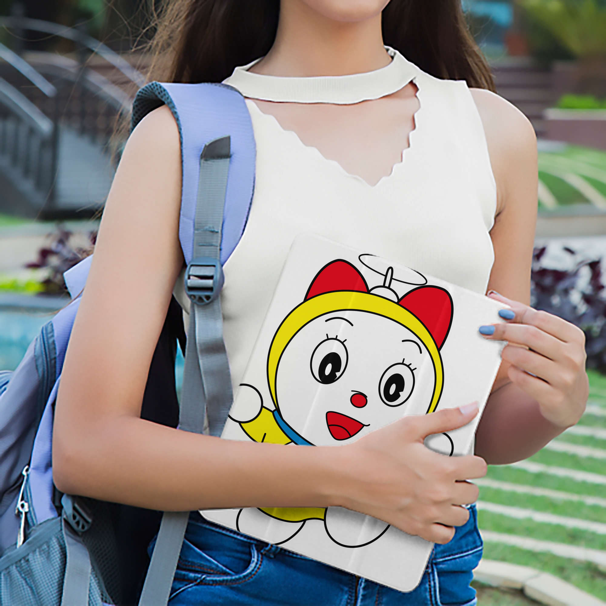 ドラえもん ドラミ Doraemon Dorami IPad ケース ペン収納付き 三つ折りスタンド PUレザー×シリコン 対応機種9.5/10.5/10.9インチ