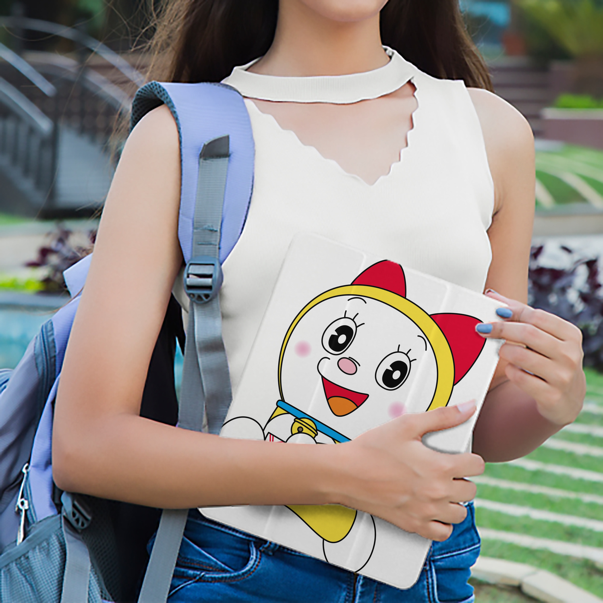 ドラえもん ドラミ Doraemon Dorami IPad ケース ペン収納付き 三つ折りスタンド PUレザー×シリコン 対応機種9.5/10.5/10.9インチ