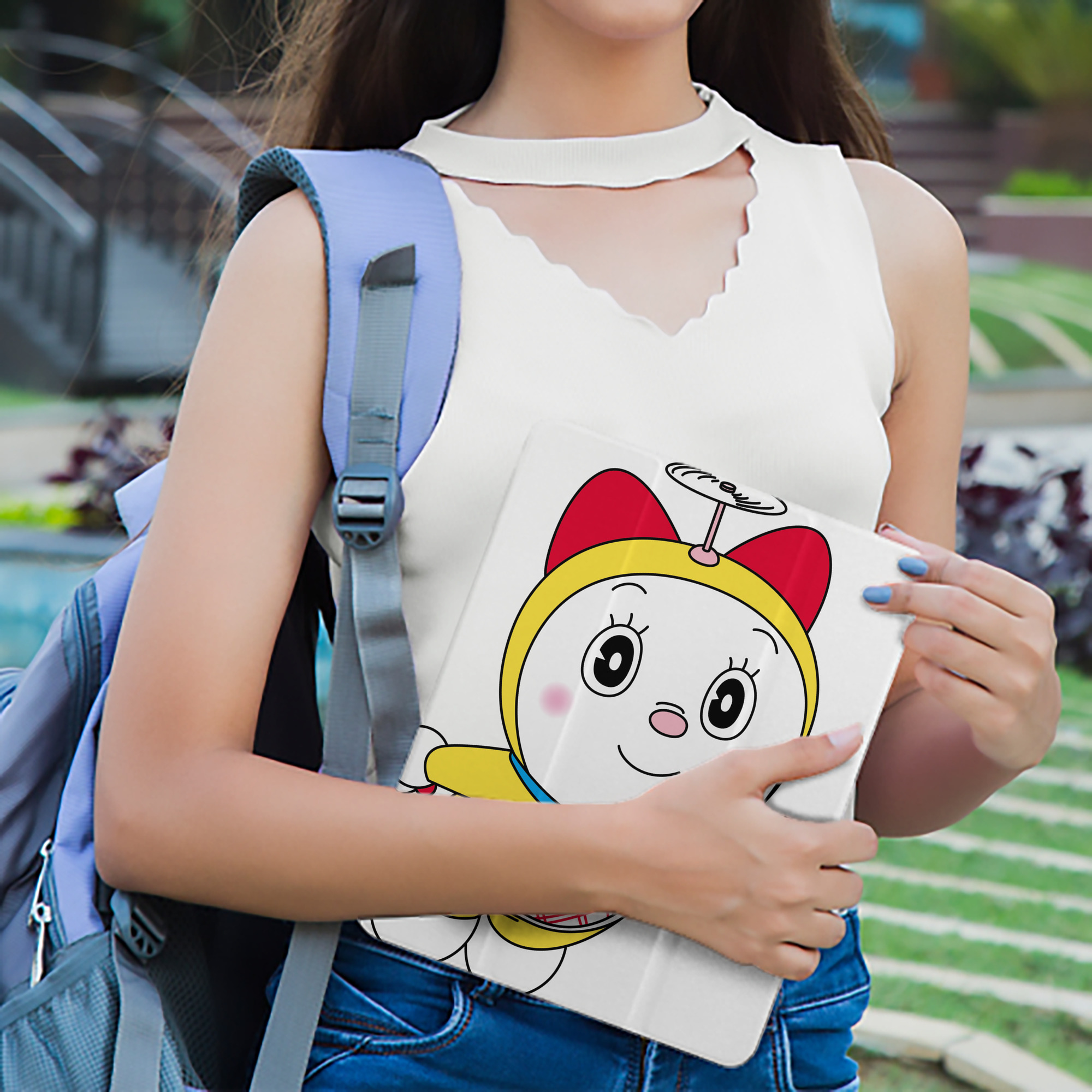ドラえもん ドラミ Doraemon Dorami IPad ケース ペン収納付き 三つ折りスタンド PUレザー×シリコン 対応機種9.5/10.5/10.9インチ