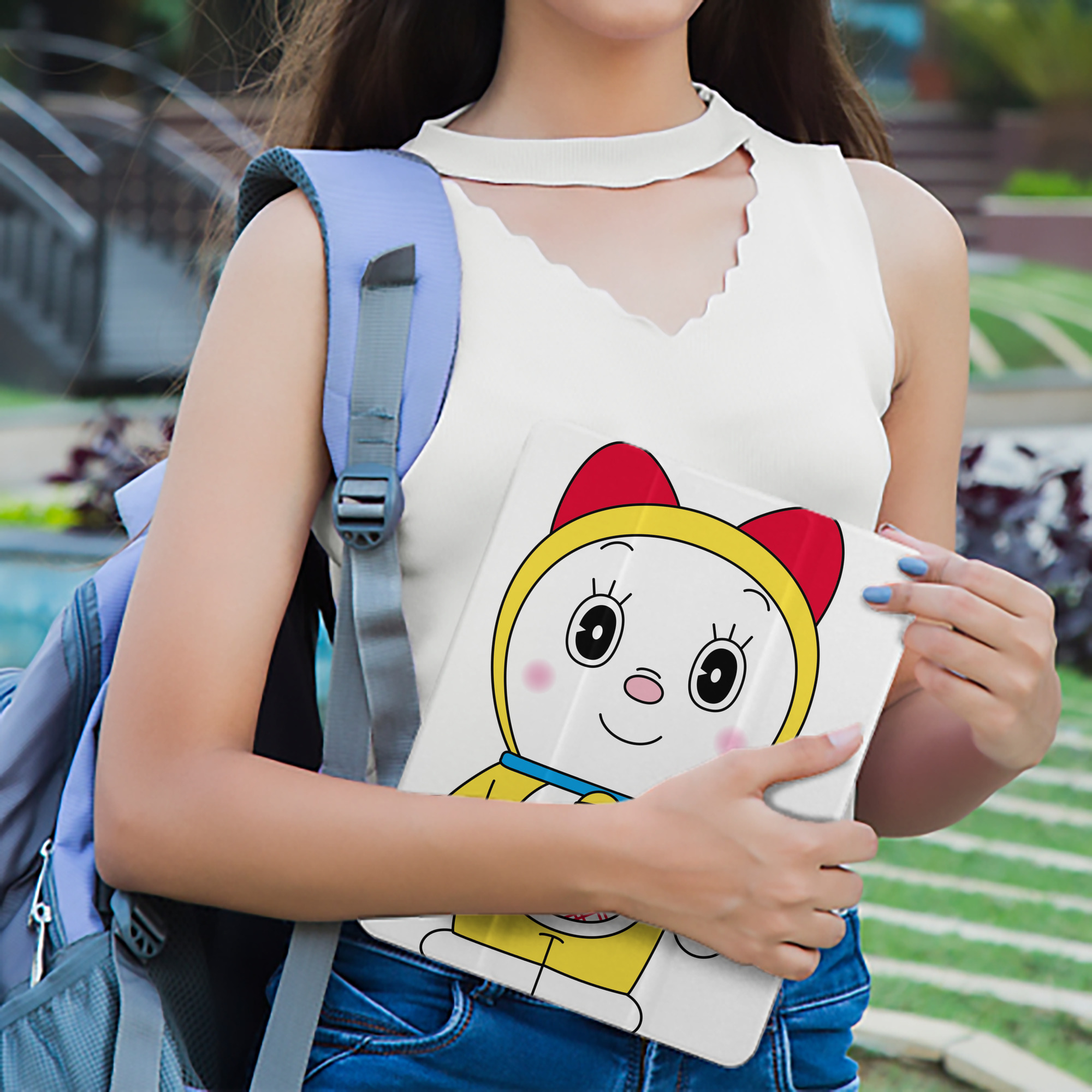 ドラえもん ドラミ Doraemon Dorami IPad ケース ペン収納付き 三つ折りスタンド PUレザー×シリコン 対応機種9.5/10.5/10.9インチ