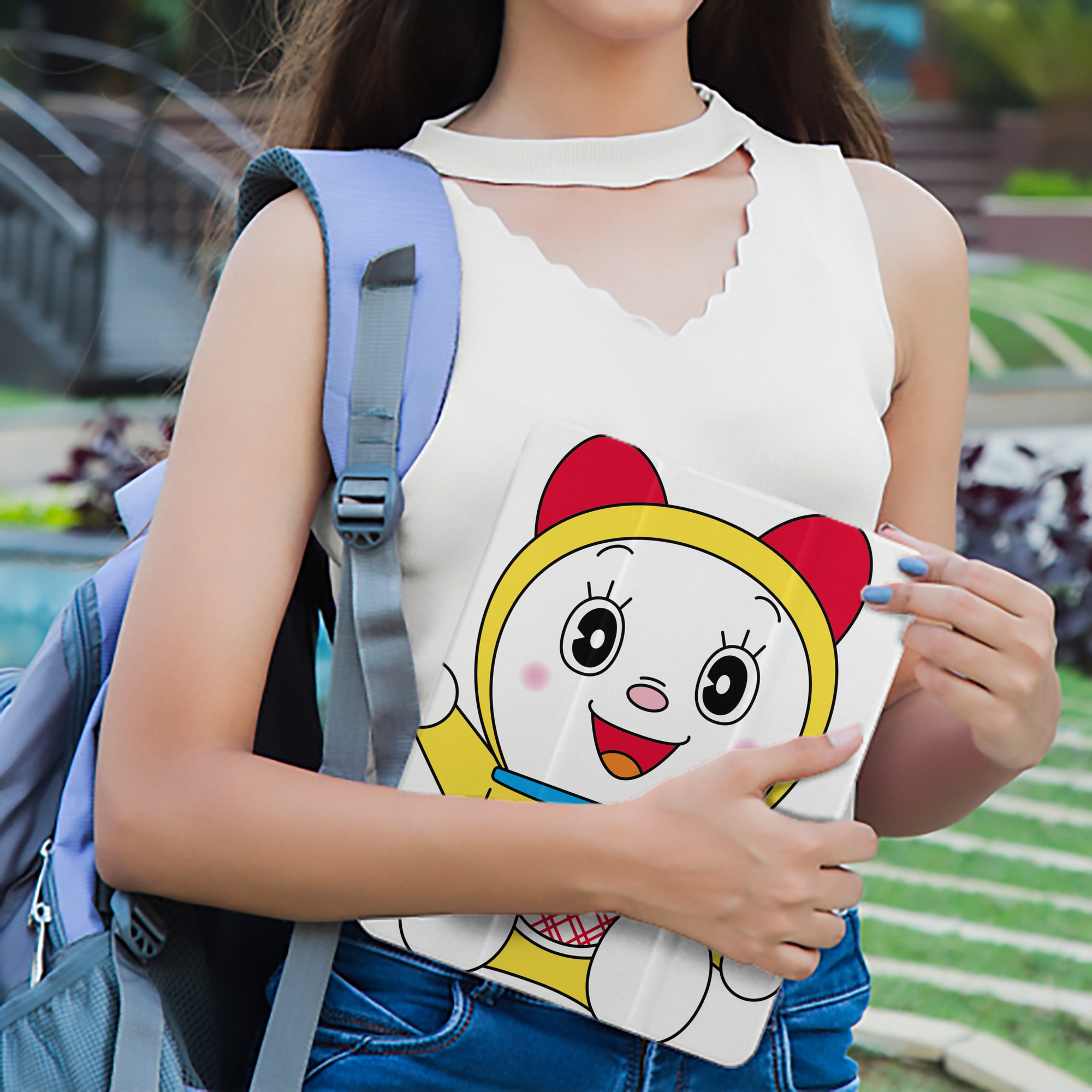 ドラえもん ドラミ Doraemon Dorami IPad ケース ペン収納付き 三つ折りスタンド PUレザー×シリコン 対応機種9.5/10.5/10.9インチ