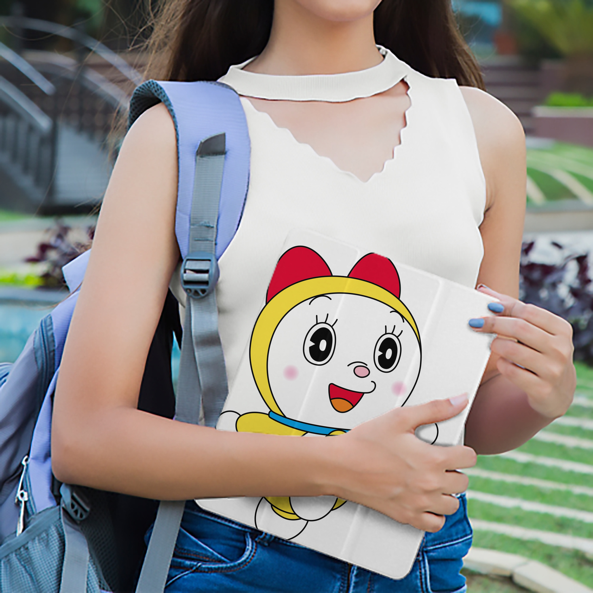 ドラえもん ドラミ Doraemon Dorami IPad ケース ペン収納付き 三つ折りスタンド PUレザー×シリコン 対応機種9.5/10.5/10.9インチ