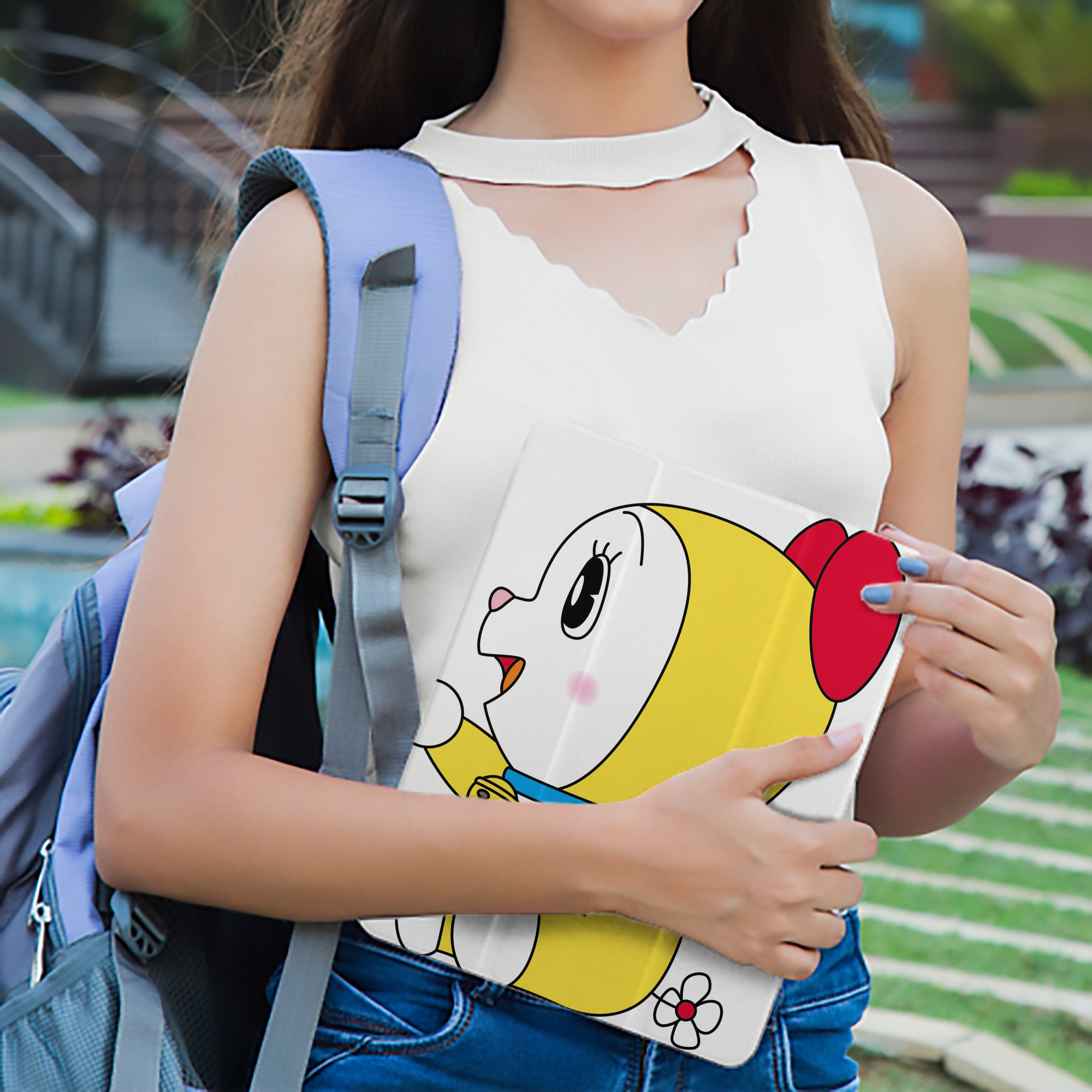 ドラえもん ドラミ Doraemon Dorami IPad ケース ペン収納付き 三つ折りスタンド PUレザー×シリコン 対応機種9.5/10.5/10.9インチ