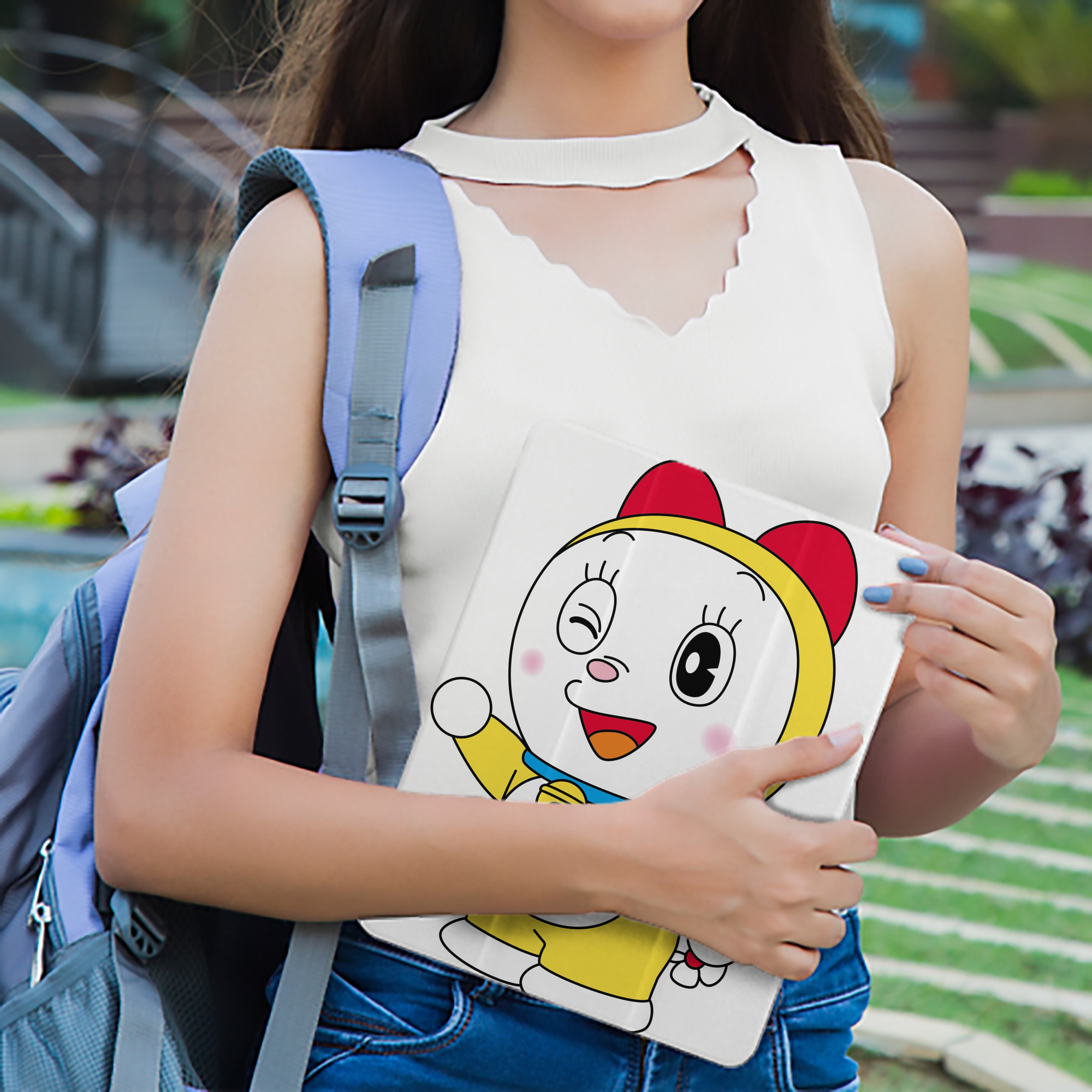ドラえもん ドラミ Doraemon Dorami IPad ケース ペン収納付き 三つ折りスタンド PUレザー×シリコン 対応機種9.5/10.5/10.9インチ