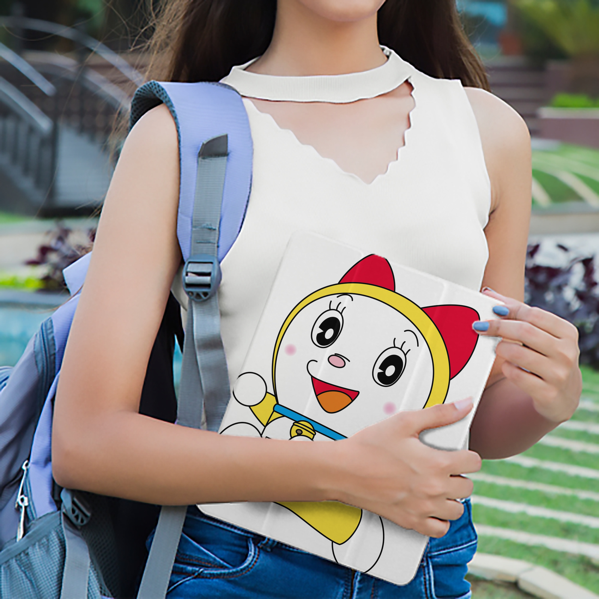 ドラえもん ドラミ Doraemon Dorami IPad ケース ペン収納付き 三つ折りスタンド PUレザー×シリコン 対応機種9.5/10.5/10.9インチ