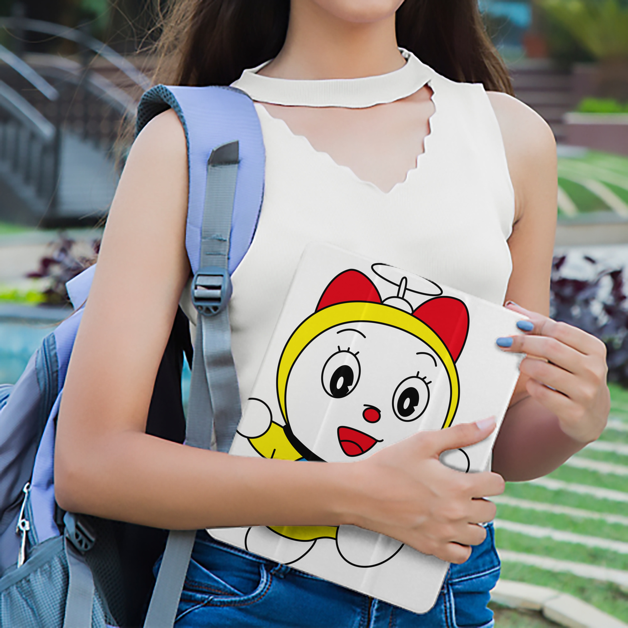 ドラえもん ドラミ Doraemon Dorami IPad ケース ペン収納付き 三つ折りスタンド PUレザー×シリコン 対応機種9.5/10.5/10.9インチ