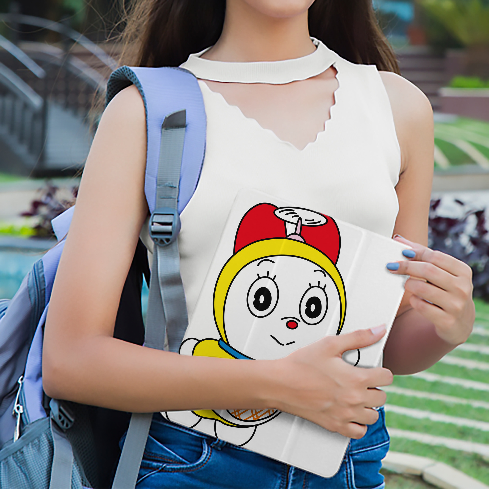 ドラえもん ドラミ Doraemon Dorami IPad ケース ペン収納付き 三つ折りスタンド PUレザー×シリコン 対応機種9.5/10.5/10.9インチ