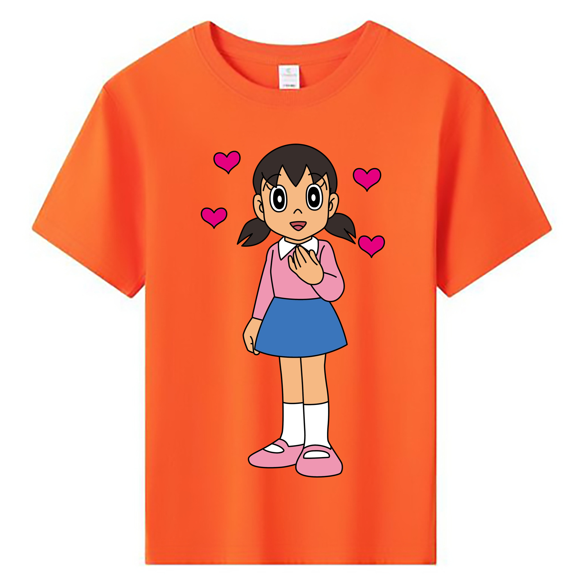（画像用） ドラえもん みなもと しずか Doraemon Shizuka Minamoto 綿100％キッズTシャツ（フロントプリント）