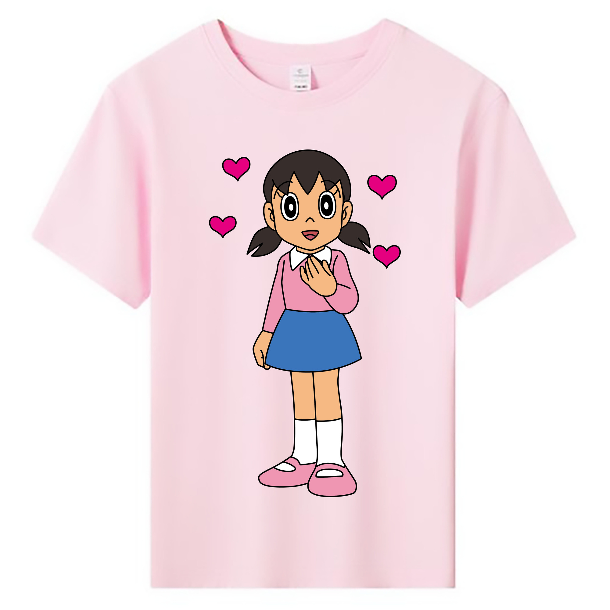 （画像用） ドラえもん みなもと しずか Doraemon Shizuka Minamoto 綿100％キッズTシャツ（フロントプリント）