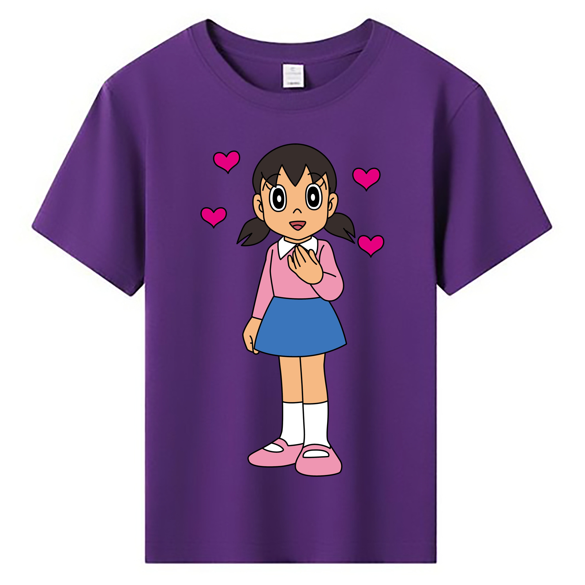 （画像用） ドラえもん みなもと しずか Doraemon Shizuka Minamoto 綿100％キッズTシャツ（フロントプリント）