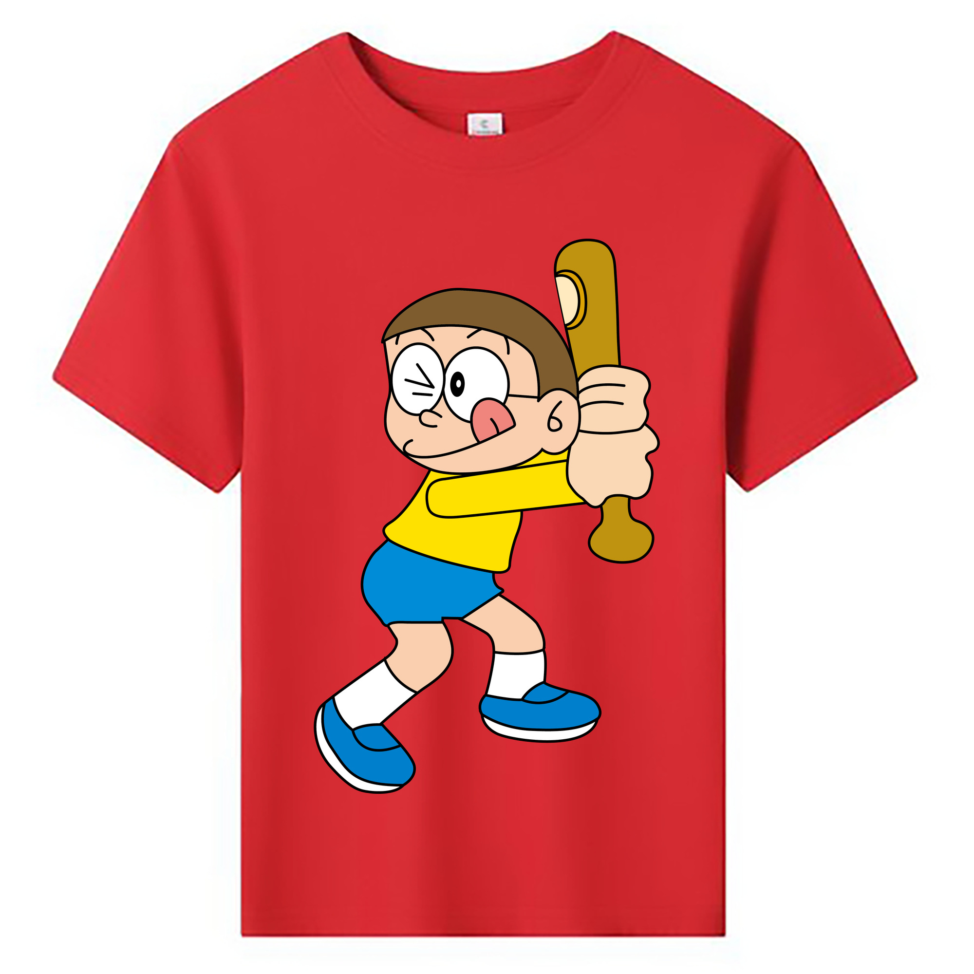 （画像用） ドラえもん 野比 のび太 Doraemon Nobita Nobi 綿100％キッズTシャツ（フロントプリント）