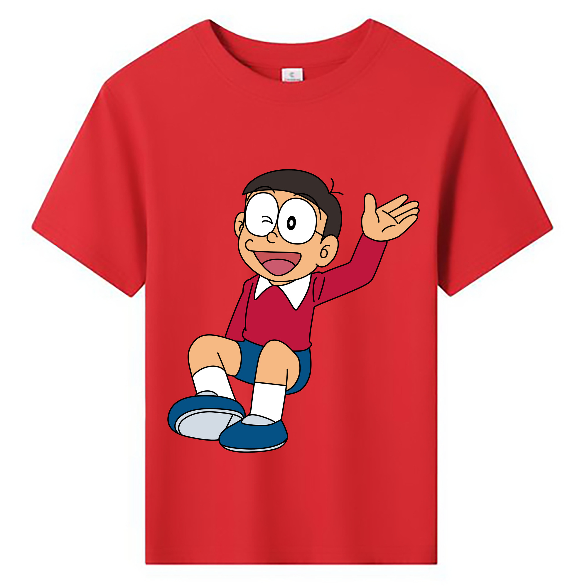 （画像用） ドラえもん 野比 のび太 Doraemon Nobita Nobi 綿100％キッズTシャツ（フロントプリント）