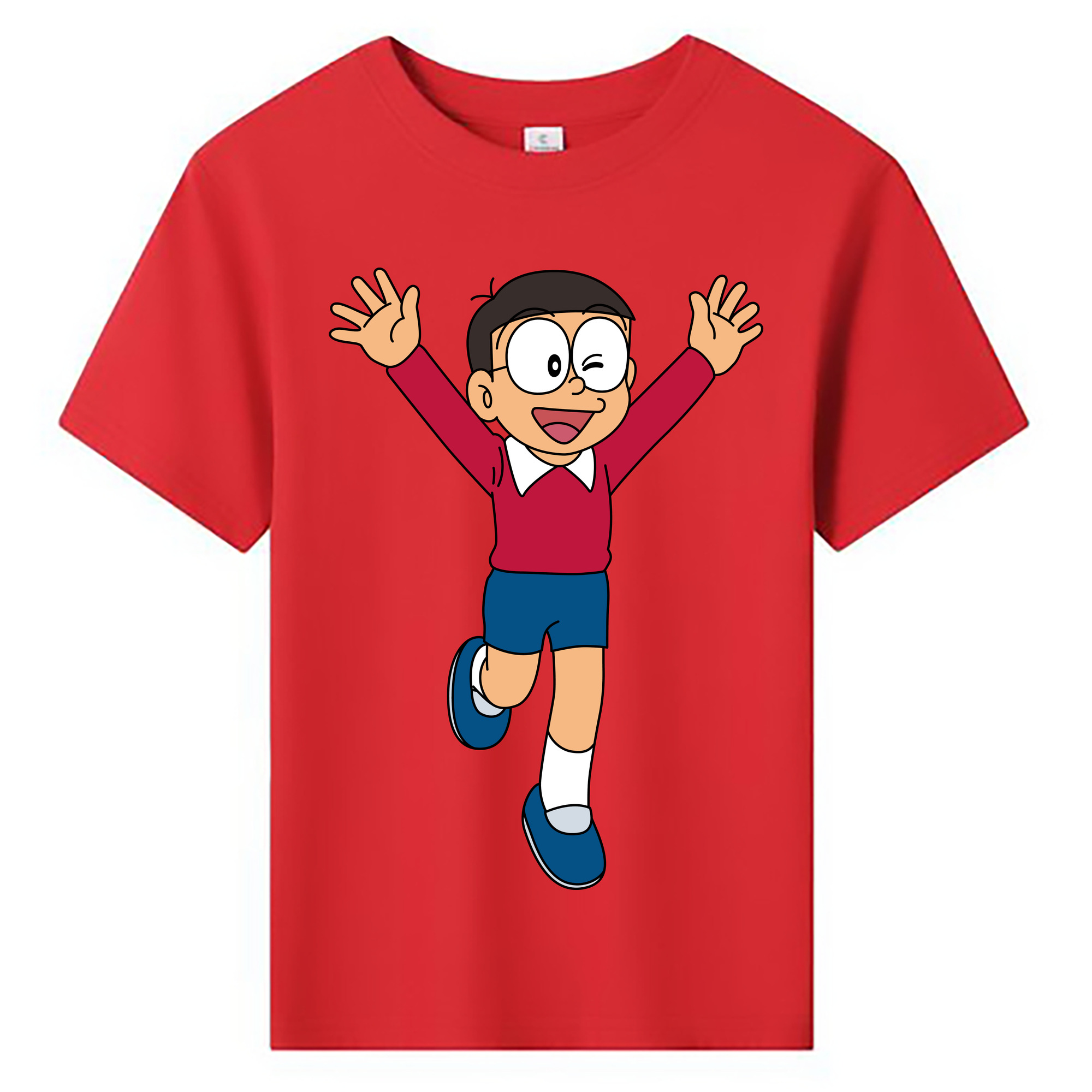 （画像用） ドラえもん 野比 のび太 Doraemon Nobita Nobi 綿100％キッズTシャツ（フロントプリント）