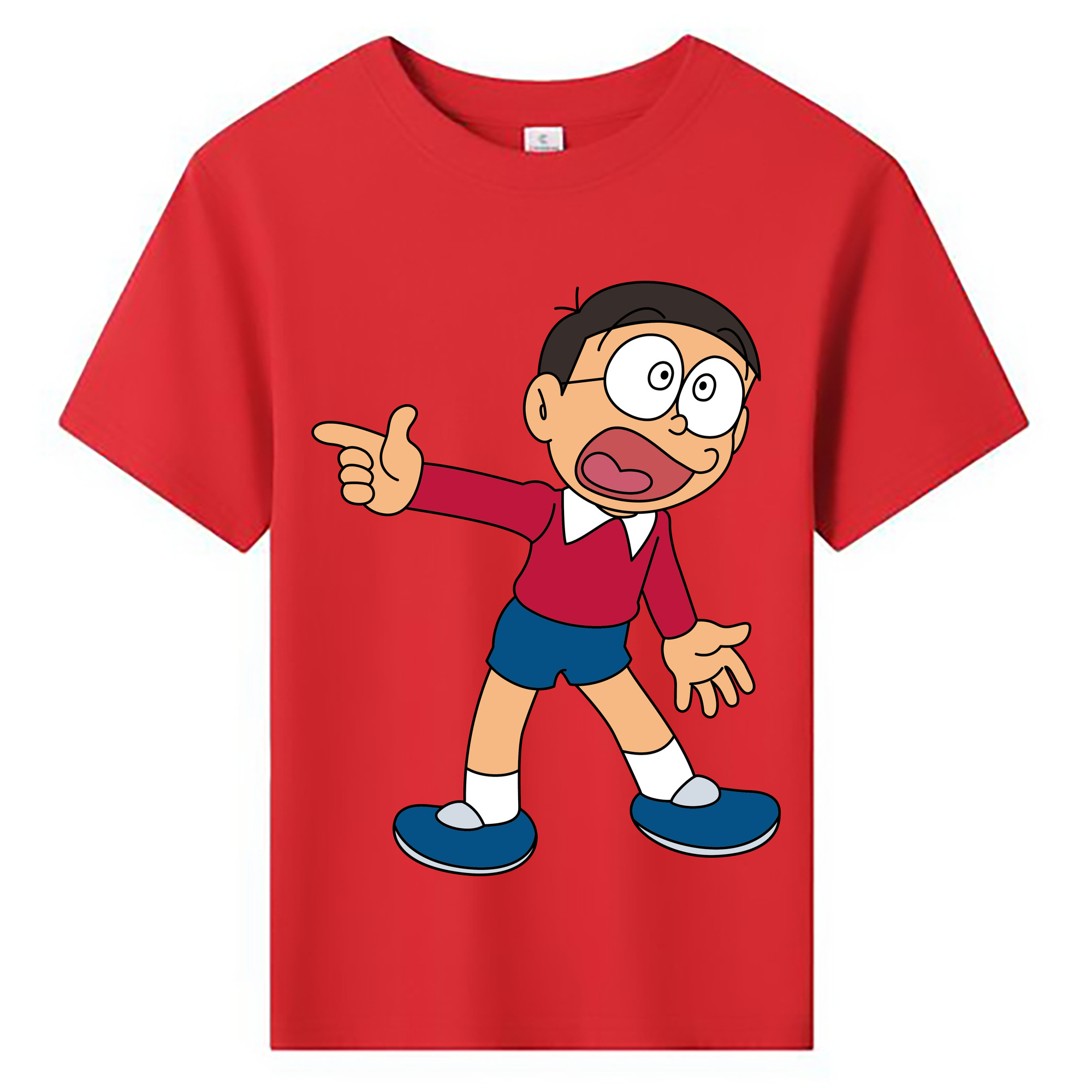 （画像用） ドラえもん 野比 のび太 Doraemon Nobita Nobi 綿100％キッズTシャツ（フロントプリント）