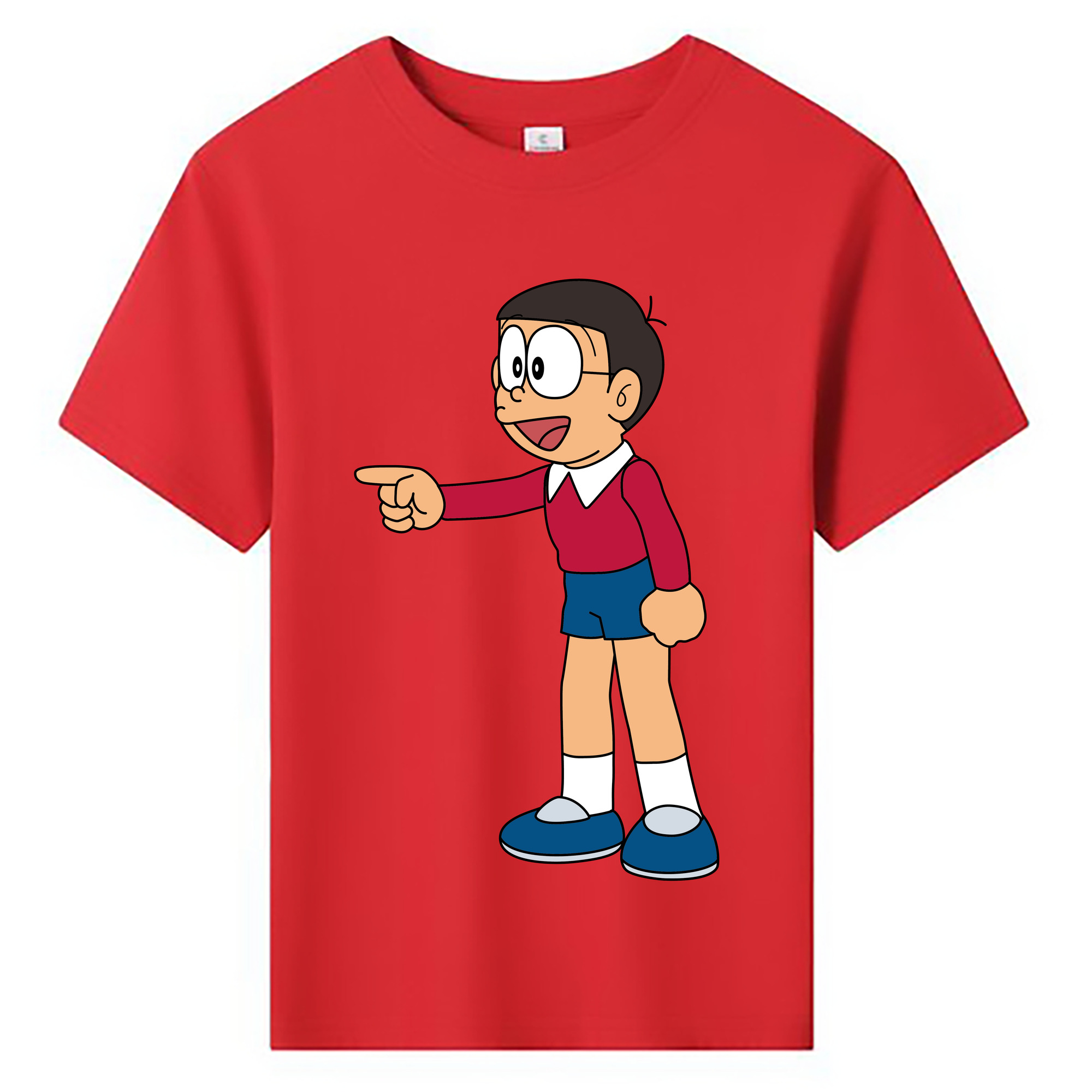 （画像用） ドラえもん 野比 のび太 Doraemon Nobita Nobi 綿100％キッズTシャツ（フロントプリント）