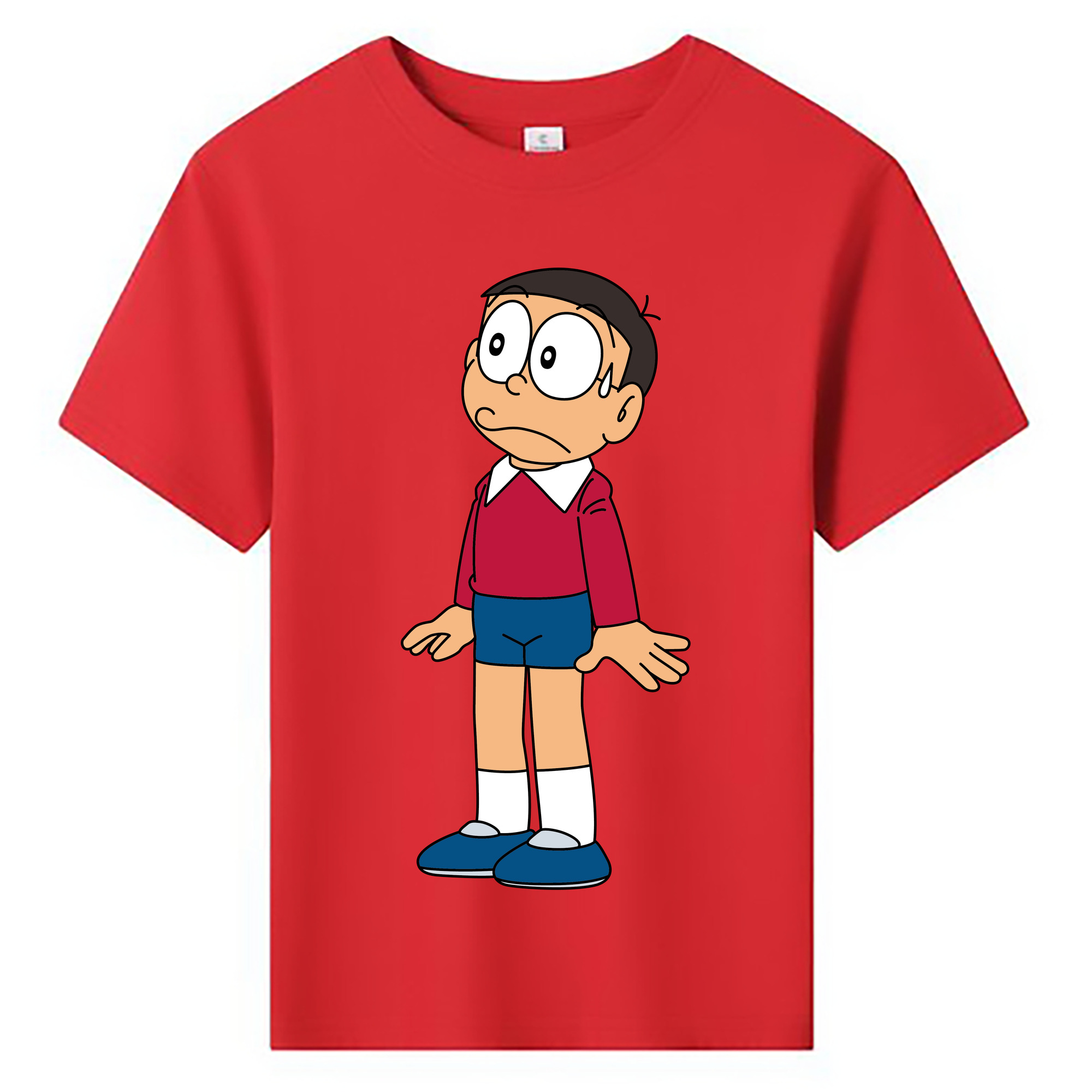 （画像用） ドラえもん 野比 のび太 Doraemon Nobita Nobi 綿100％キッズTシャツ（フロントプリント）