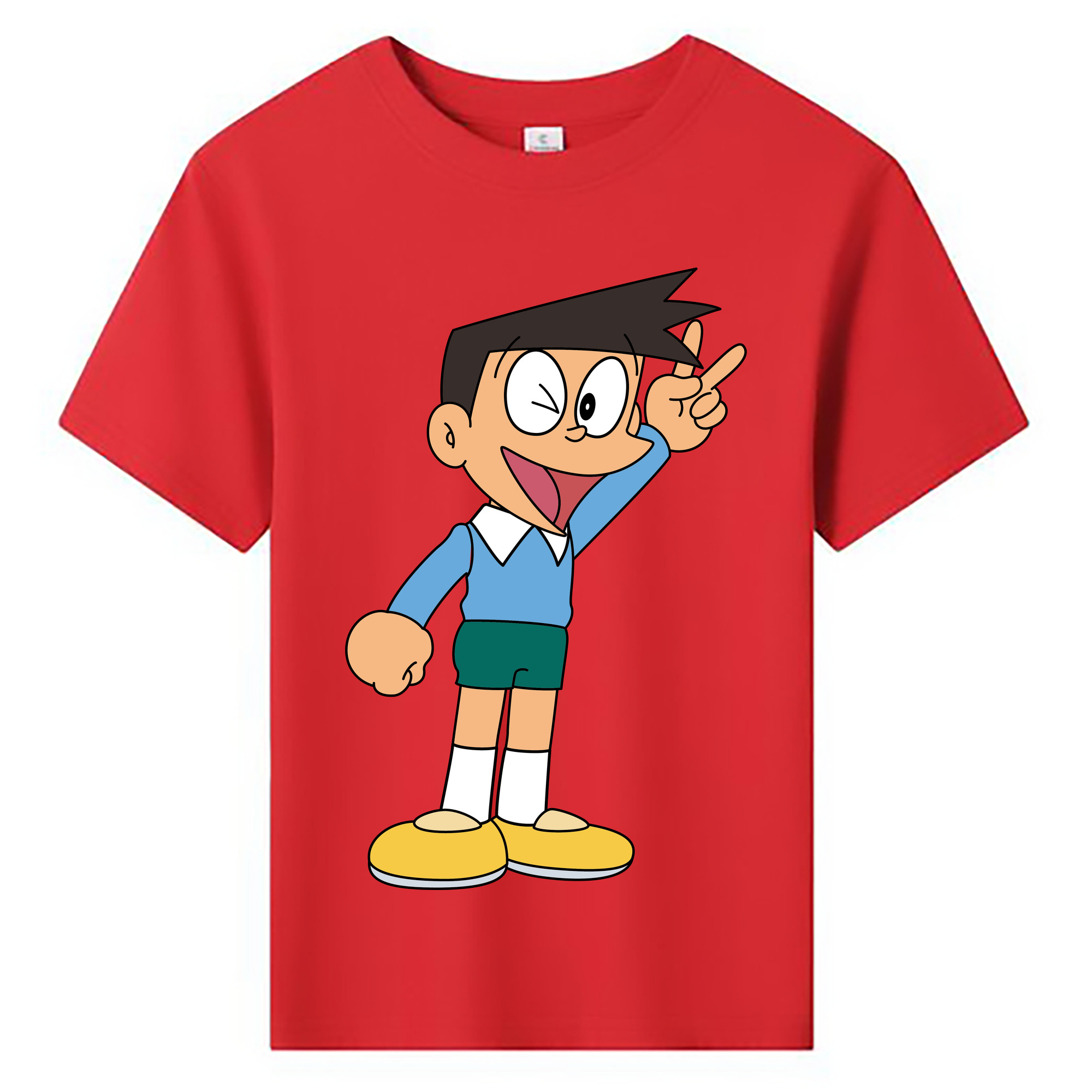 （画像用） ドラえもん 骨川 スネ夫 Doraemon Honekawa Suneo 綿100％キッズTシャツ（フロントプリント）