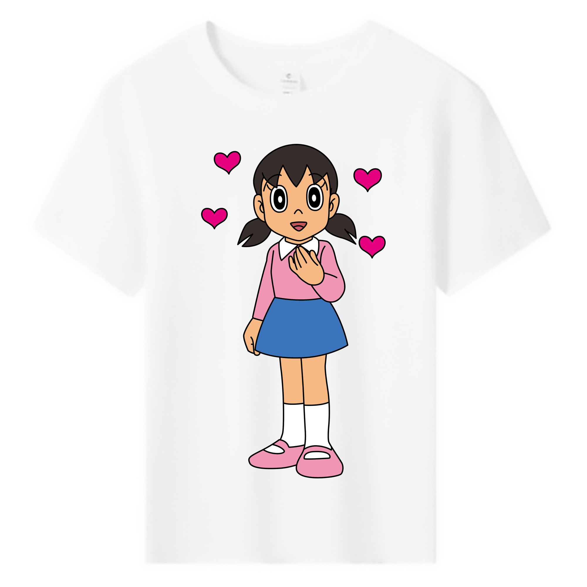 （画像用） ドラえもん みなもと しずか Doraemon Shizuka Minamoto 綿100％キッズTシャツ（フロントプリント）