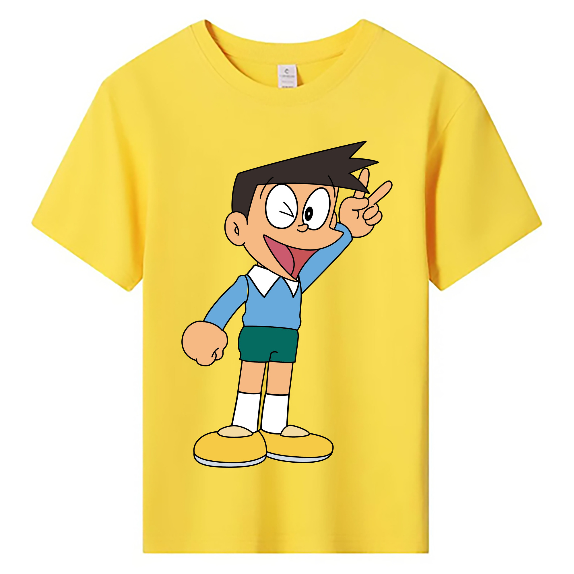 （画像用） ドラえもん 骨川 スネ夫 Doraemon Honekawa Suneo 綿100％キッズTシャツ（フロントプリント）