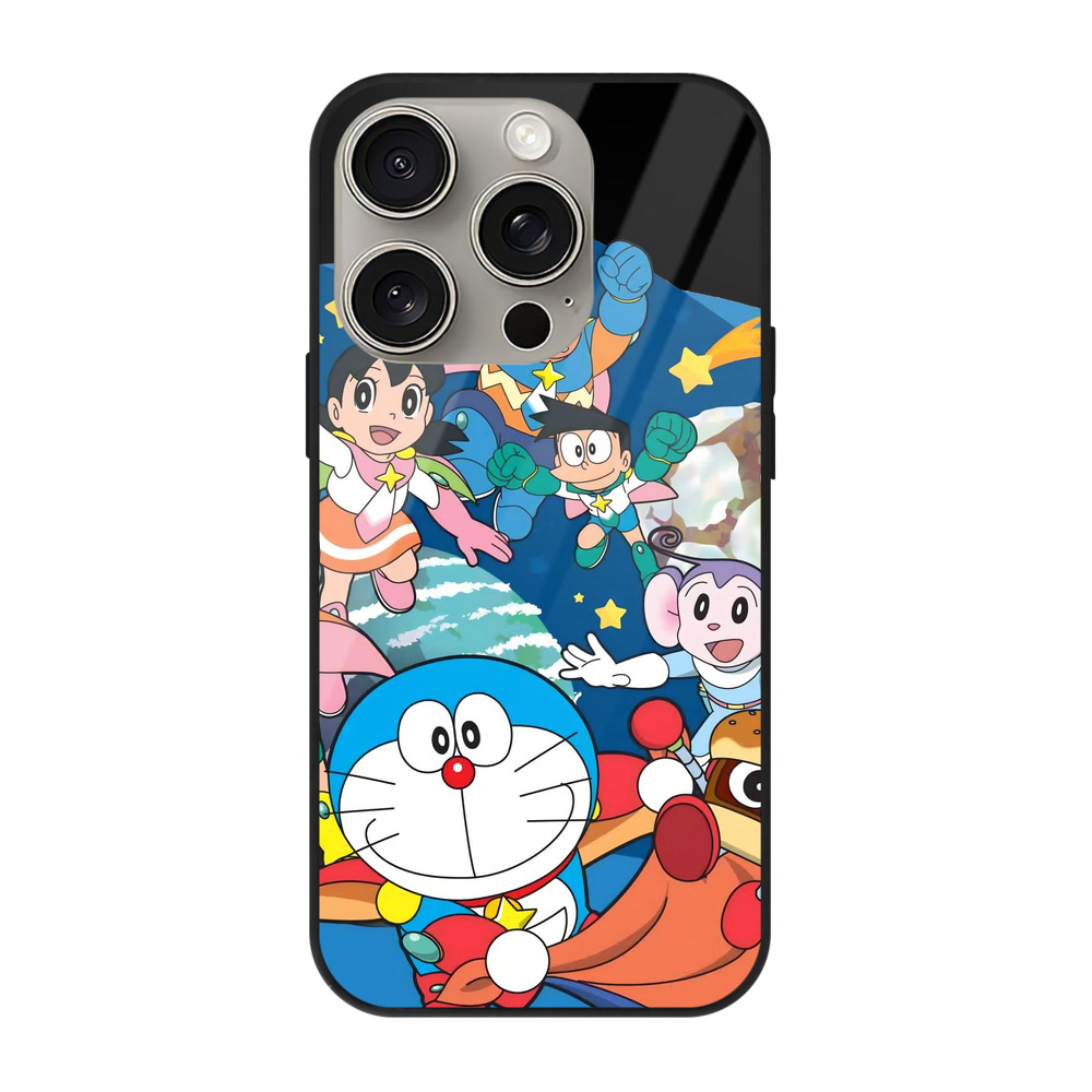 （画像用） ドラえもん Doraemon 【iPhone15Pro対応】スマホケース 耐衝撃＆黄変防止 背面ガラス