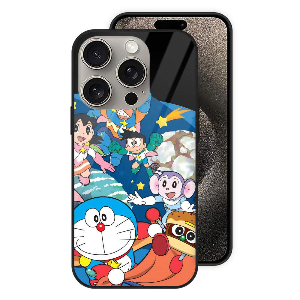（画像用） ドラえもん Doraemon 【iPhone15Pro対応】スマホケース 耐衝撃＆黄変防止 背面ガラス