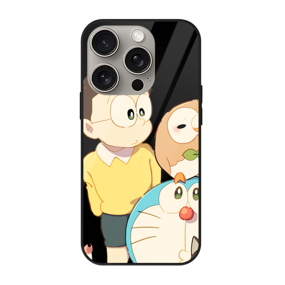 （画像用） ドラえもん Doraemon 【iPhone15Pro対応】スマホケース 耐衝撃＆黄変防止 背面ガラス