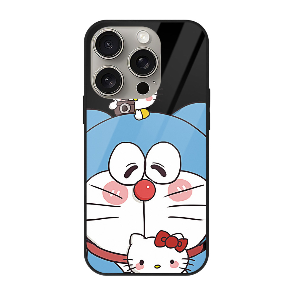 （画像用） ドラえもん Doraemon 【iPhone15Pro対応】スマホケース 耐衝撃＆黄変防止 背面ガラス