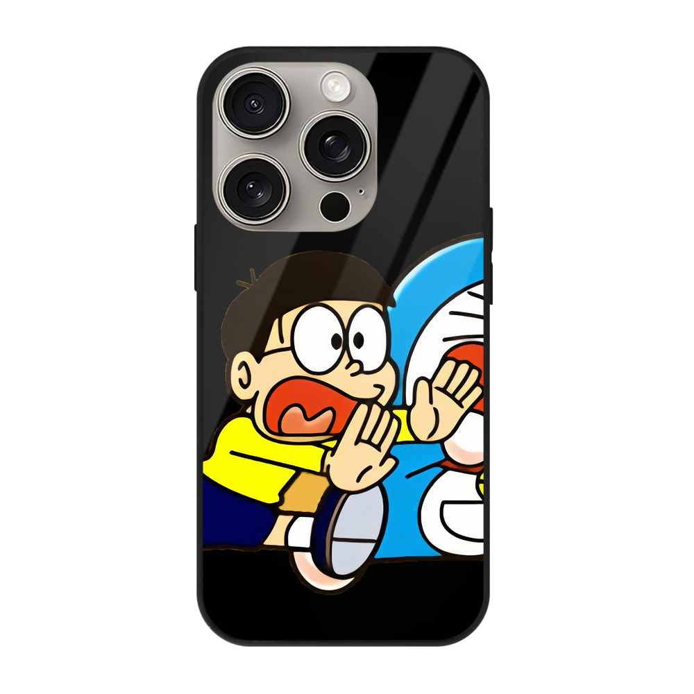 （画像用） ドラえもん Doraemon 【iPhone15Pro対応】スマホケース 耐衝撃＆黄変防止 背面ガラス
