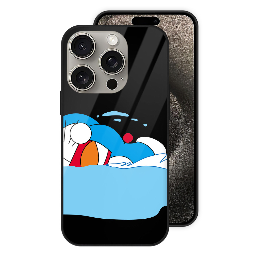 （画像用） ドラえもん Doraemon 【iPhone15Pro対応】スマホケース 耐衝撃＆黄変防止 背面ガラス