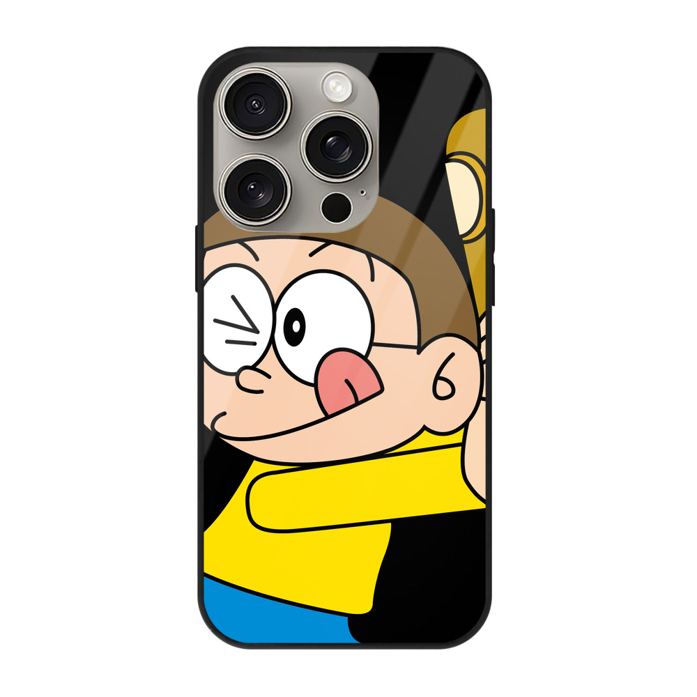 （画像用） ドラえもん 野比 のび太 Doraemon Nobita Nobi 【iPhone15Pro対応】スマホケース 耐衝撃＆黄変防止 背面ガラス