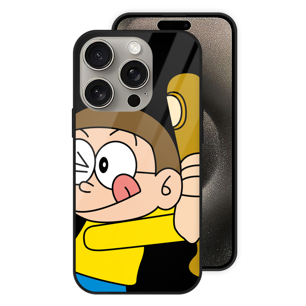 （画像用） ドラえもん 野比 のび太 Doraemon Nobita Nobi 【iPhone15Pro対応】スマホケース 耐衝撃＆黄変防止 背面ガラス