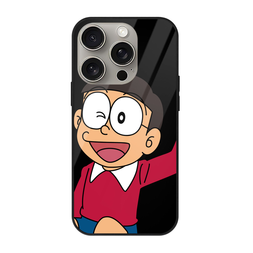 （画像用） ドラえもん 野比 のび太 Doraemon Nobita Nobi 【iPhone15Pro対応】スマホケース 耐衝撃＆黄変防止 背面ガラス