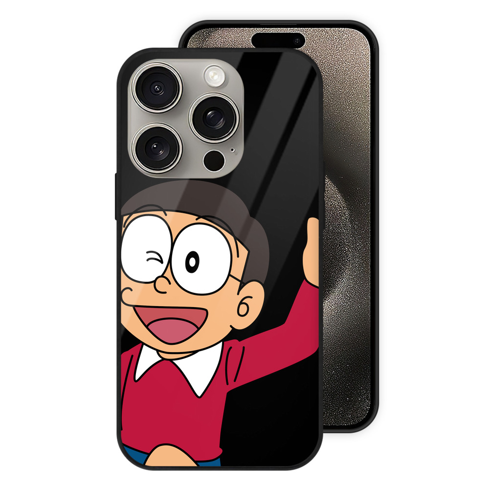 （画像用） ドラえもん 野比 のび太 Doraemon Nobita Nobi 【iPhone15Pro対応】スマホケース 耐衝撃＆黄変防止 背面ガラス