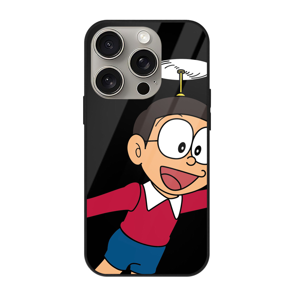 （画像用） ドラえもん 野比 のび太 Doraemon Nobita Nobi 【iPhone15Pro対応】スマホケース 耐衝撃＆黄変防止 背面ガラス