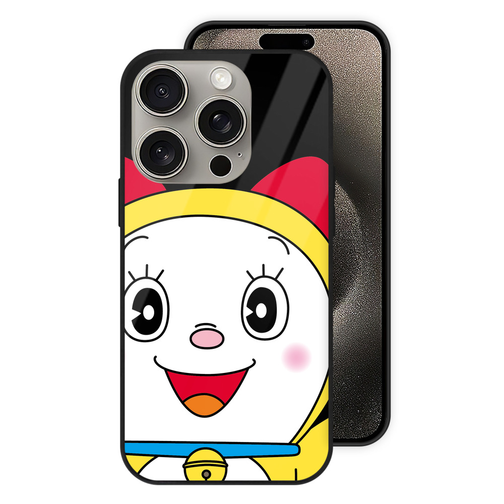 （画像用） ドラえもん ドラミ Doraemon Dorami 【iPhone15Pro対応】スマホケース 耐衝撃＆黄変防止 背面ガラス