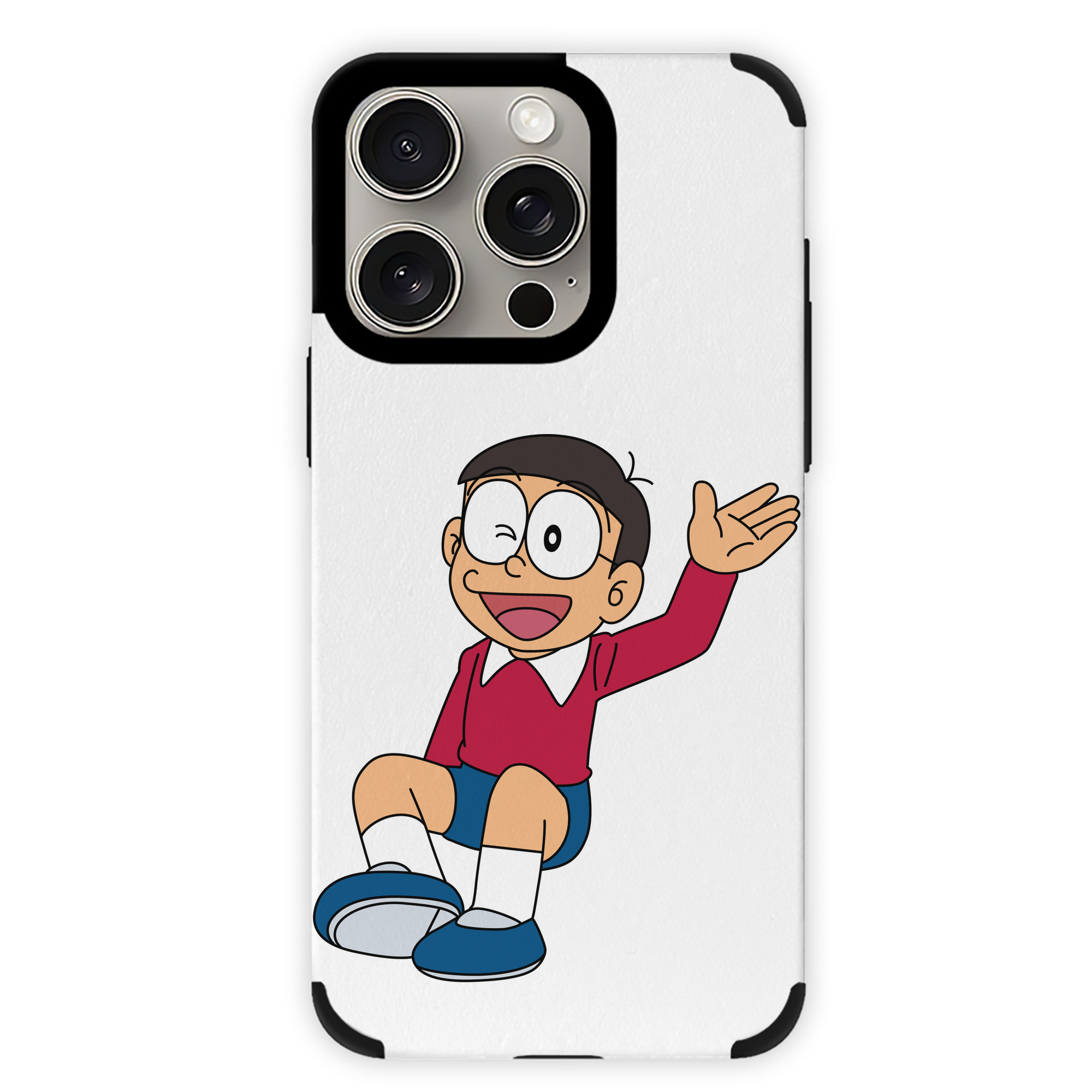 （画像用） ドラえもん 野比 のび太 Doraemon Nobita Nobi 【iPhone15ProMax対応】 PUレザー スマホケース 耐衝撃＆黄変防止