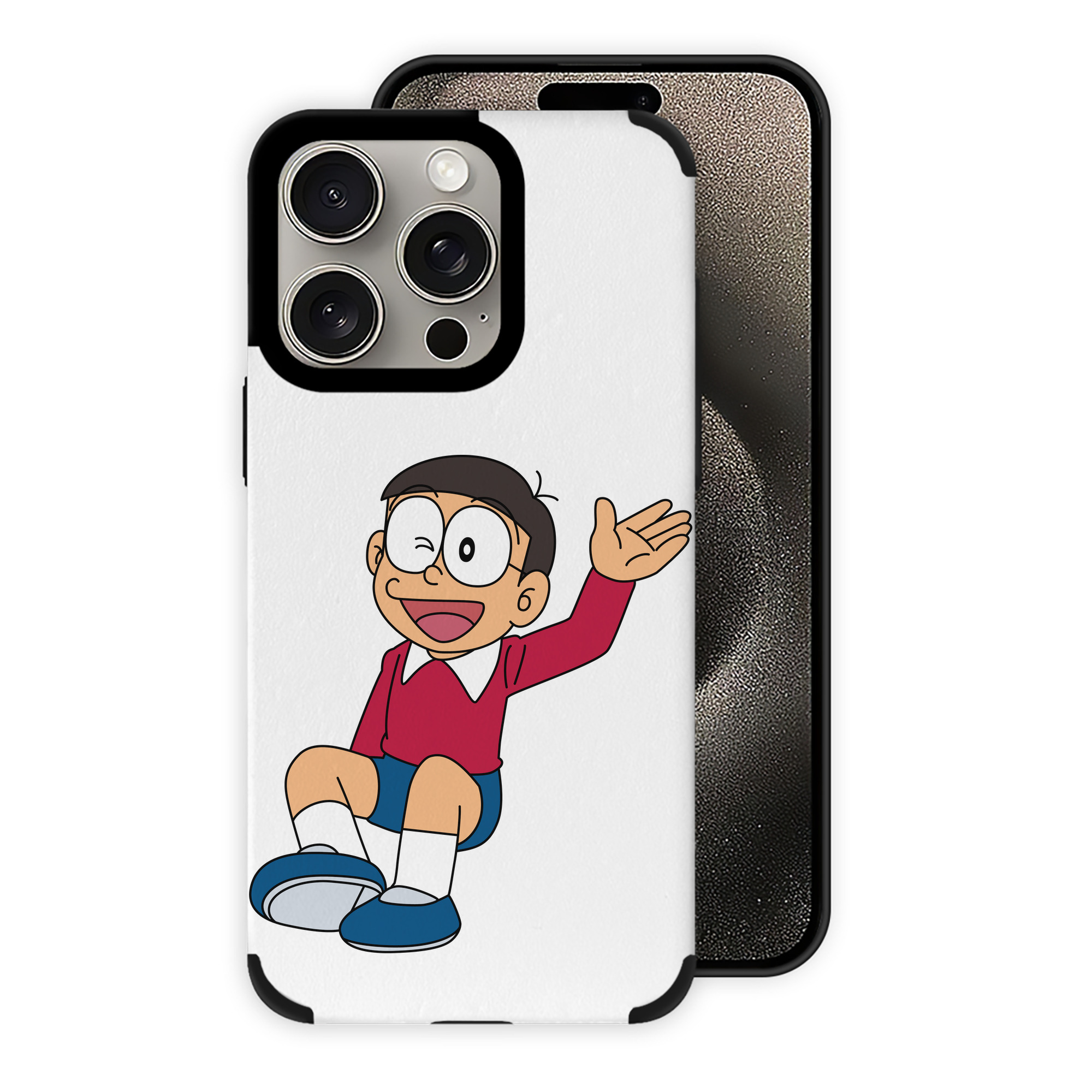 （画像用） ドラえもん 野比 のび太 Doraemon Nobita Nobi 【iPhone15ProMax対応】 PUレザー スマホケース 耐衝撃＆黄変防止