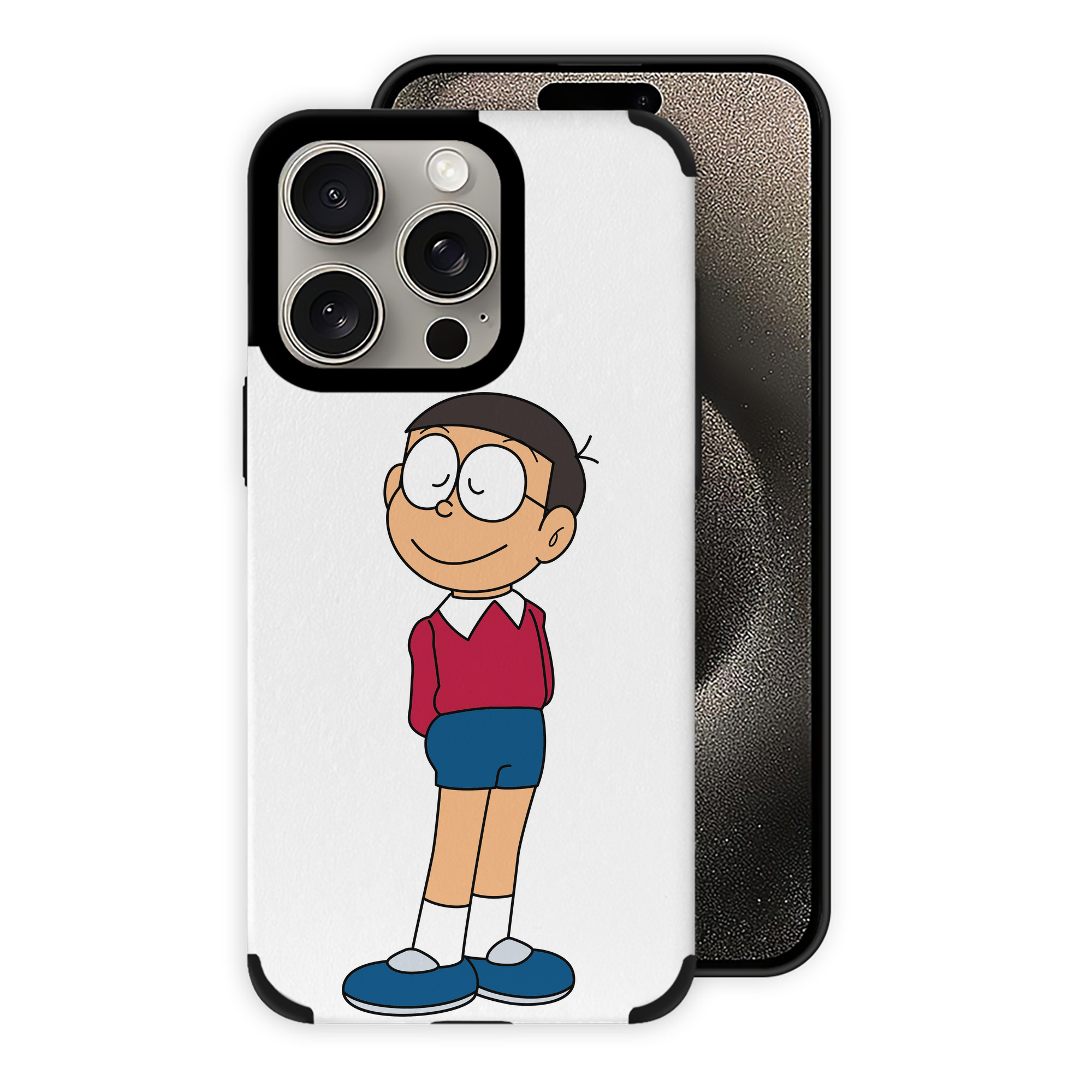 （画像用） ドラえもん 野比 のび太 Doraemon Nobita Nobi 【iPhone15ProMax対応】 PUレザー スマホケース 耐衝撃＆黄変防止