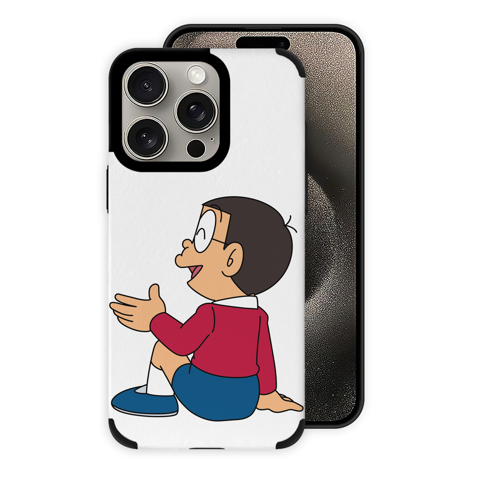 （画像用） ドラえもん 野比 のび太 Doraemon Nobita Nobi 【iPhone15ProMax対応】 PUレザー スマホケース 耐衝撃＆黄変防止