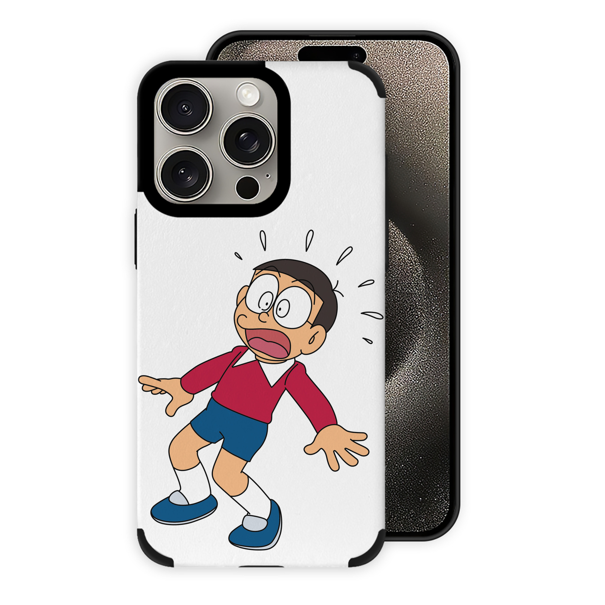 （画像用） ドラえもん 野比 のび太 Doraemon Nobita Nobi 【iPhone15ProMax対応】 PUレザー スマホケース 耐衝撃＆黄変防止
