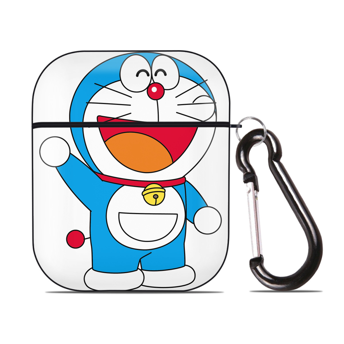 （画像用） ドラえもん Doraemon AirPods 第2世代保護ケース ハードシェル ブラック 耐衝撃・防指紋・カラビナ付き