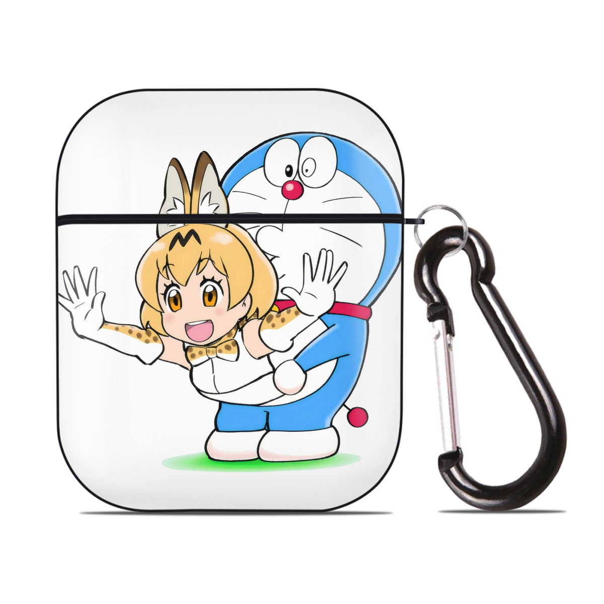 （画像用） ドラえもん Doraemon AirPods 第2世代保護ケース ハードシェル ブラック 耐衝撃・防指紋・カラビナ付き