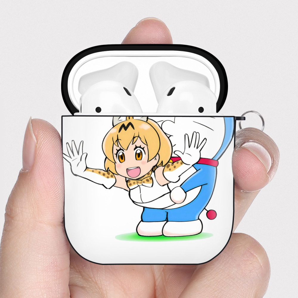 （画像用） ドラえもん Doraemon AirPods 第2世代保護ケース ハードシェル ブラック 耐衝撃・防指紋・カラビナ付き