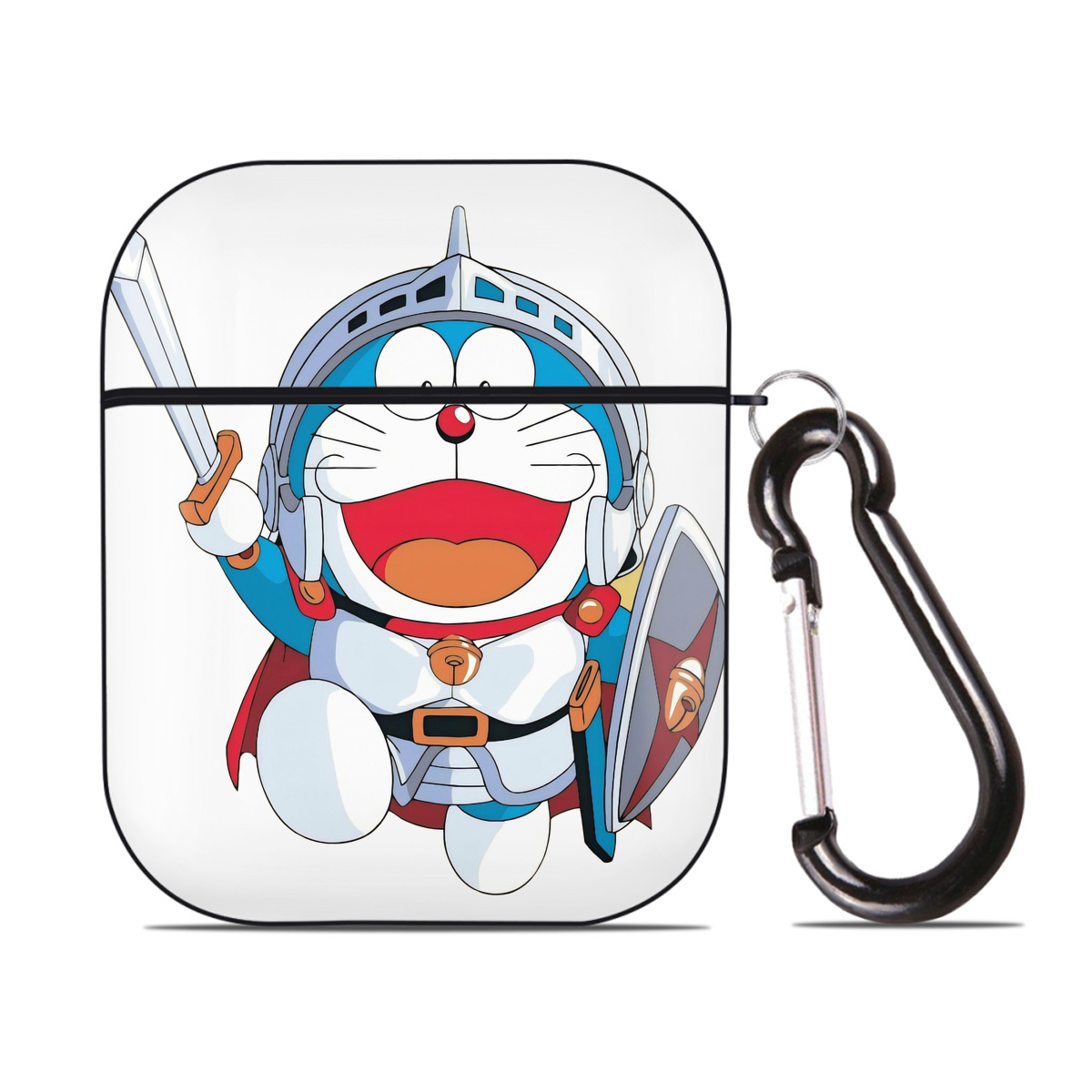 （画像用） ドラえもん Doraemon AirPods 第2世代保護ケース ハードシェル ブラック 耐衝撃・防指紋・カラビナ付き