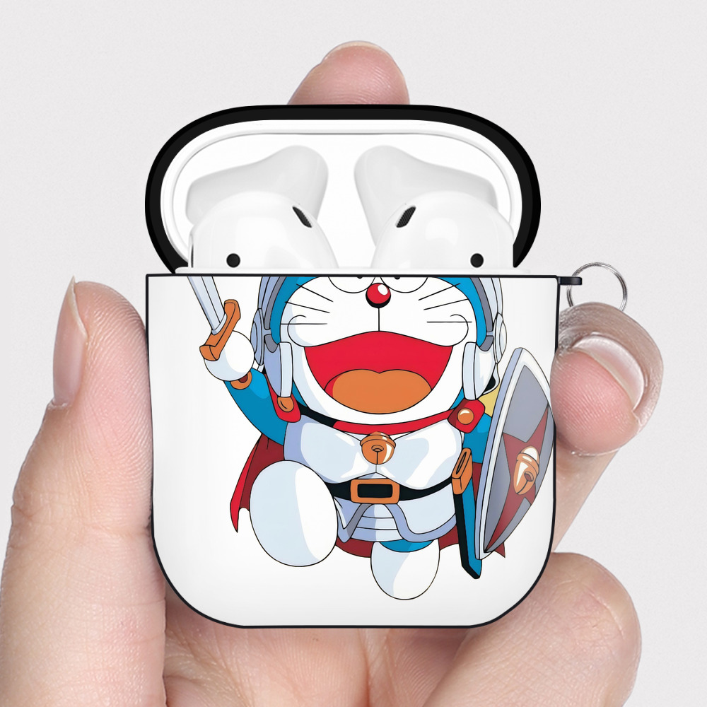 （画像用） ドラえもん Doraemon AirPods 第2世代保護ケース ハードシェル ブラック 耐衝撃・防指紋・カラビナ付き