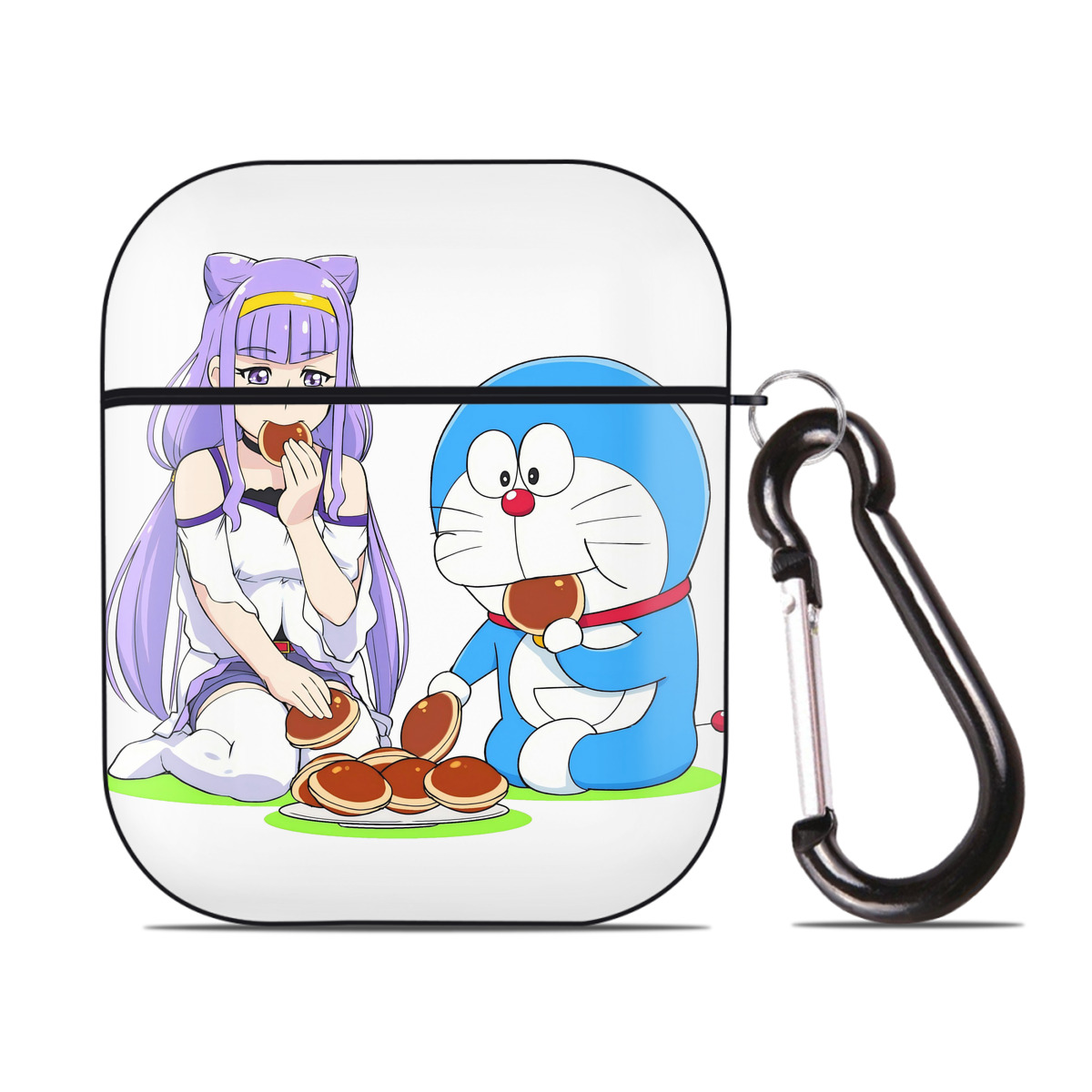 （画像用） ドラえもん Doraemon AirPods 第2世代保護ケース ハードシェル ブラック 耐衝撃・防指紋・カラビナ付き