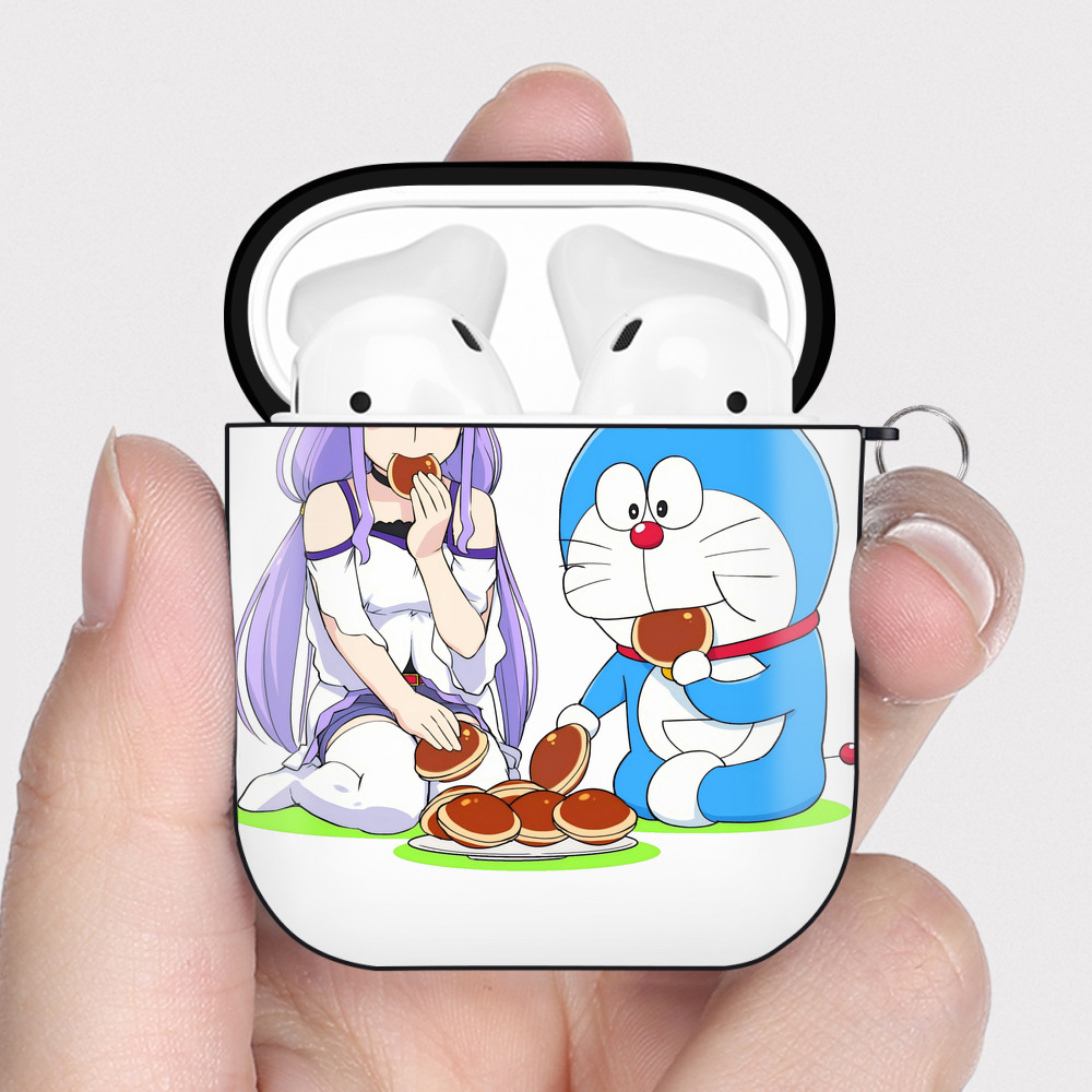 （画像用） ドラえもん Doraemon AirPods 第2世代保護ケース ハードシェル ブラック 耐衝撃・防指紋・カラビナ付き